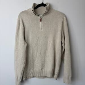 J. Crew Men's Heritage Cotton Quarter Zip Sweater Heather Sand Medium